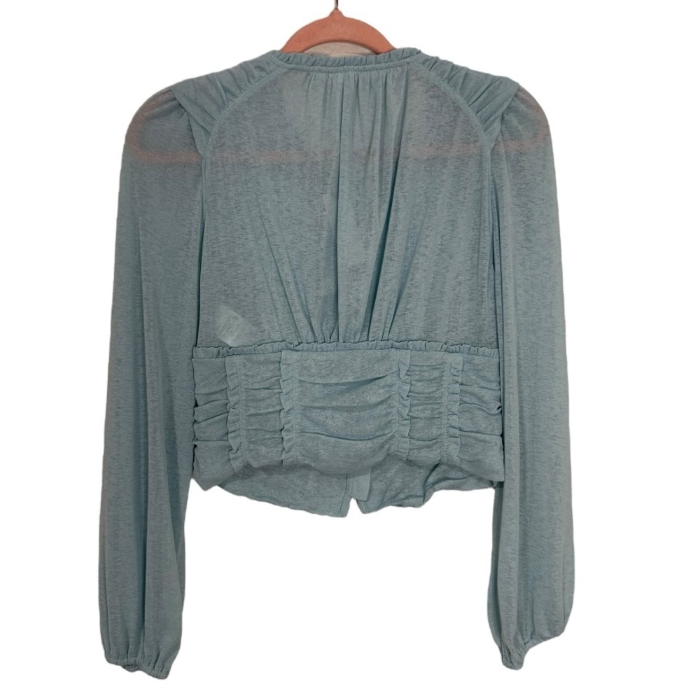 NWT Anthropologie Femme Ruched Cropped Top M Long Sleeve Romantic Fairycore - Picture 6 of 10